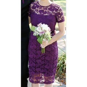 DONNA MORGAN Purple All-Over Floral Lace Sheath Dress Special‎ Occasion Sz 12